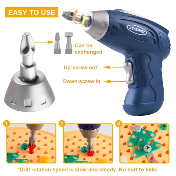 Barnens Kreativa Byggesett med Elektrisk Drill