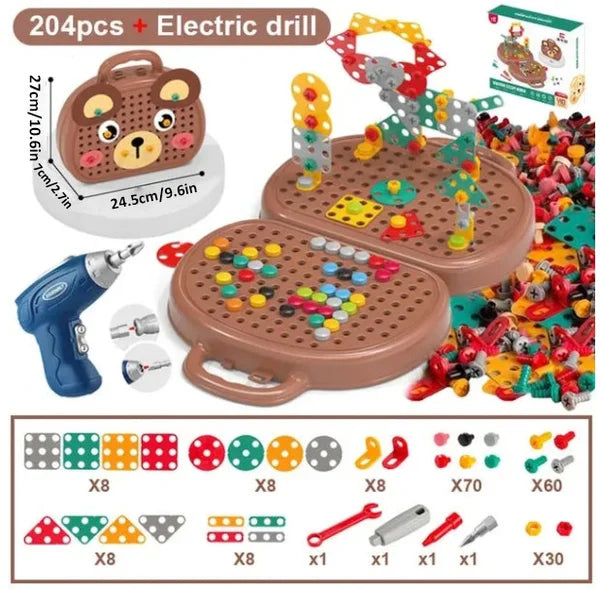 Barnens Kreativa Byggesett med Elektrisk Drill