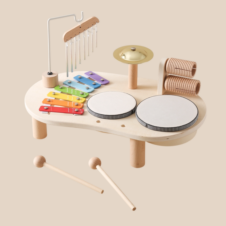 Barne Musikkinstrumentbord med Trommer och Xylofon