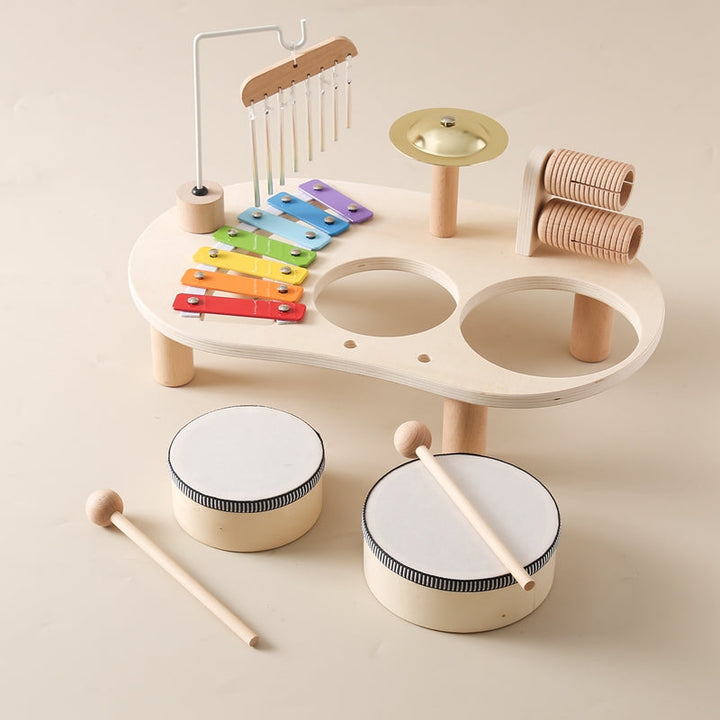 Barne Musikkinstrumentbord med Trommer och Xylofon