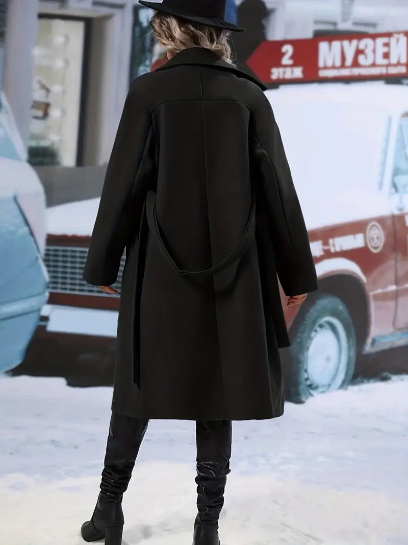 Elegant Dobbelkneppet Midi-Vinterjacka