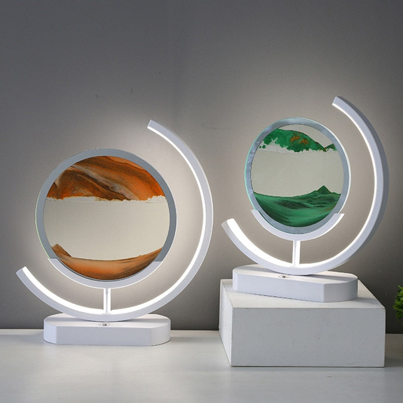 Bevegelig Sand Bordslampa – Unik LED Dekorlampe