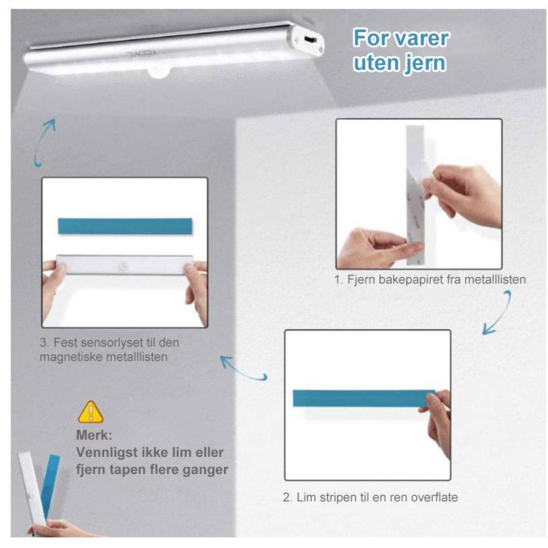 Bevegelses-sensor LED Skaplys - Enkel installation