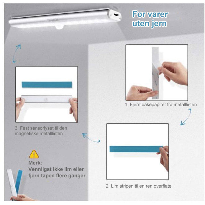 Bevegelses-sensor LED Skaplys - Enkel installation