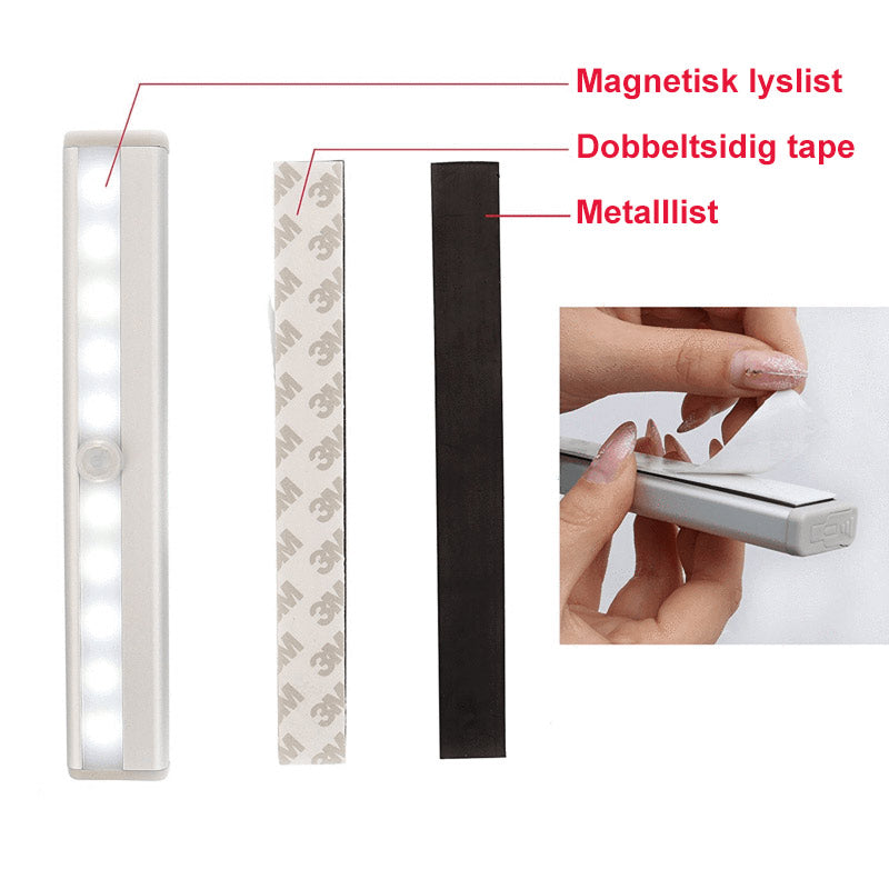 Bevegelses-sensor LED Skaplys - Enkel installation