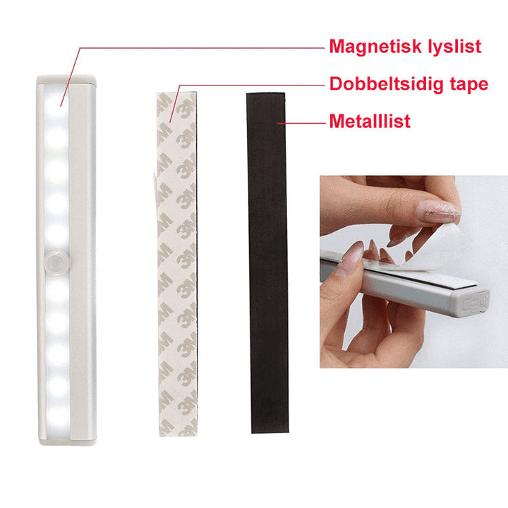 Bevegelses-sensor LED Skaplys - Enkel installation