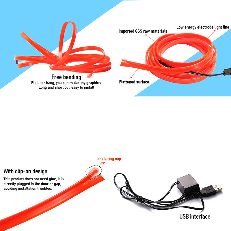 Bil Neon Ljus Set – Tilpassbart Interiörlys (5m)
