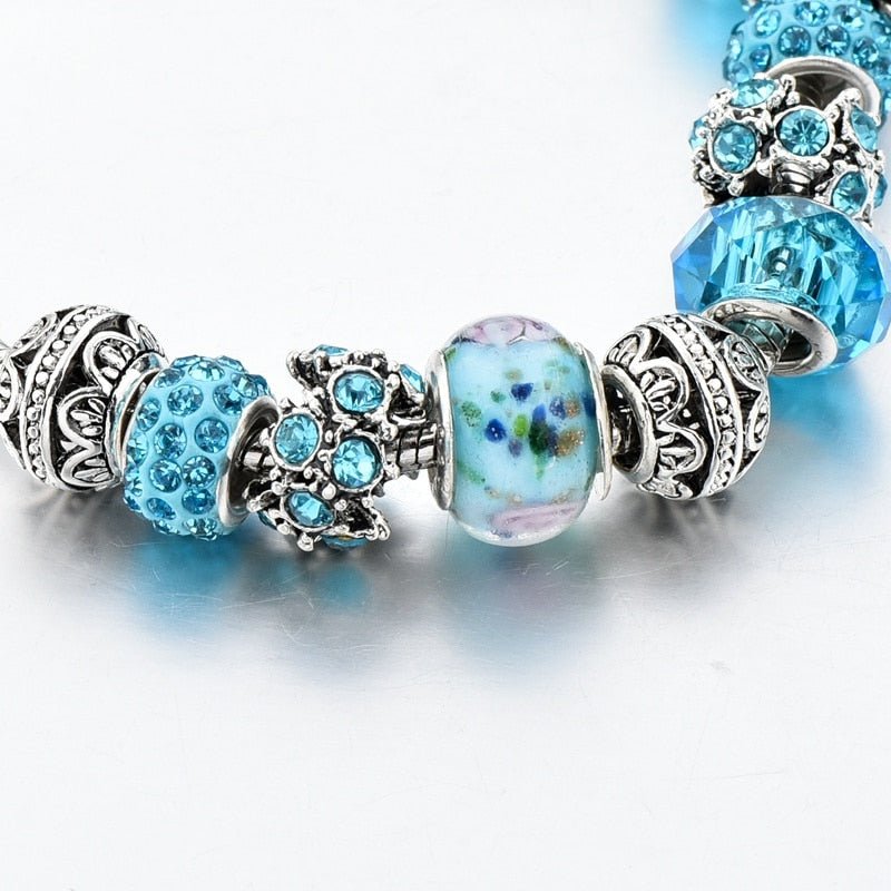 Kvinnor Blått Krystall Armband – Unikt Bohemsk Design