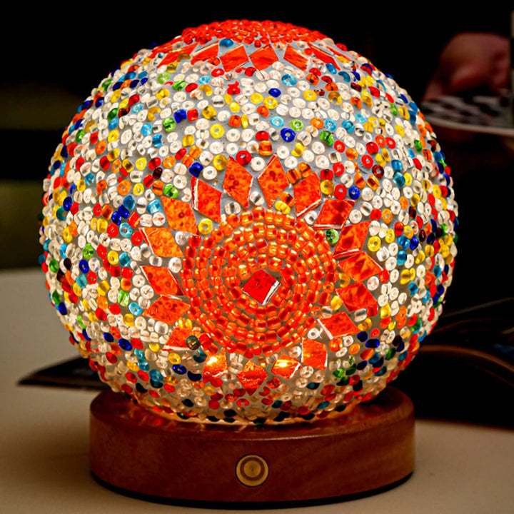Boho Mosaikk Nattlampe med Varmt Stemningslys