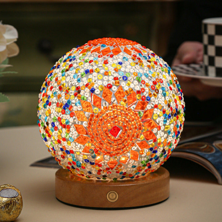 Boho Mosaikk Nattlampe med Varmt Stemningslys