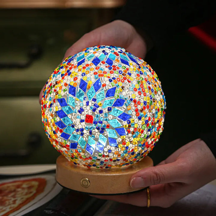 Boho Mosaikk Nattlampe med Varmt Stemningslys