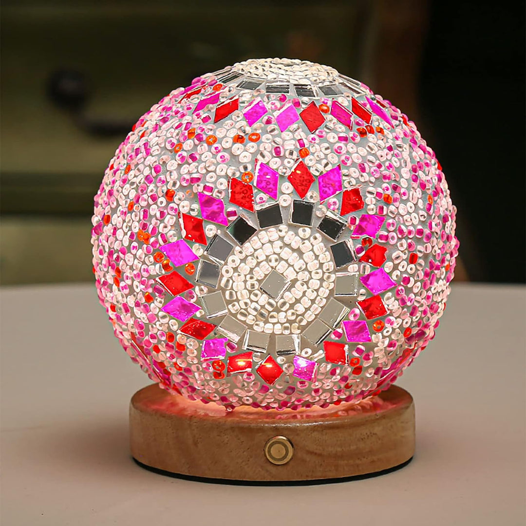Boho Mosaikk Nattlampe med Varmt Stemningslys