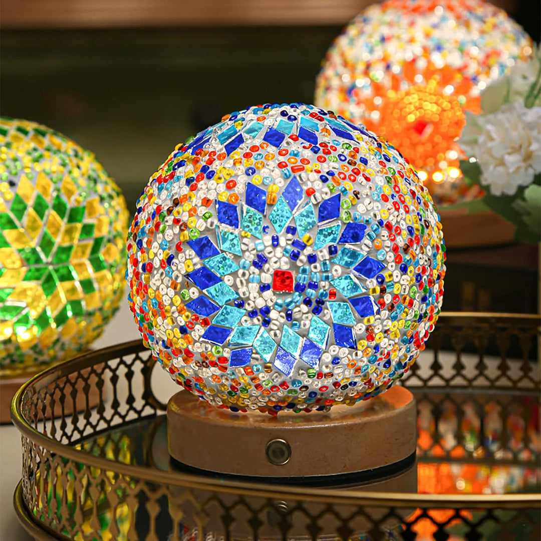 Boho Mosaikk Nattlampe med Varmt Stemningslys