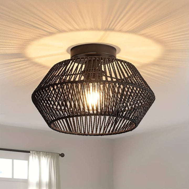 Plafondlampe - Håndlaget Rotan | Unik
