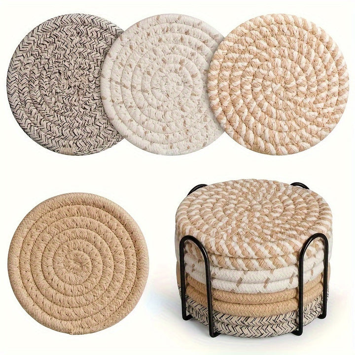 Boho Underlag Set – 8 Deler Vevd Design för Borddekorasjon