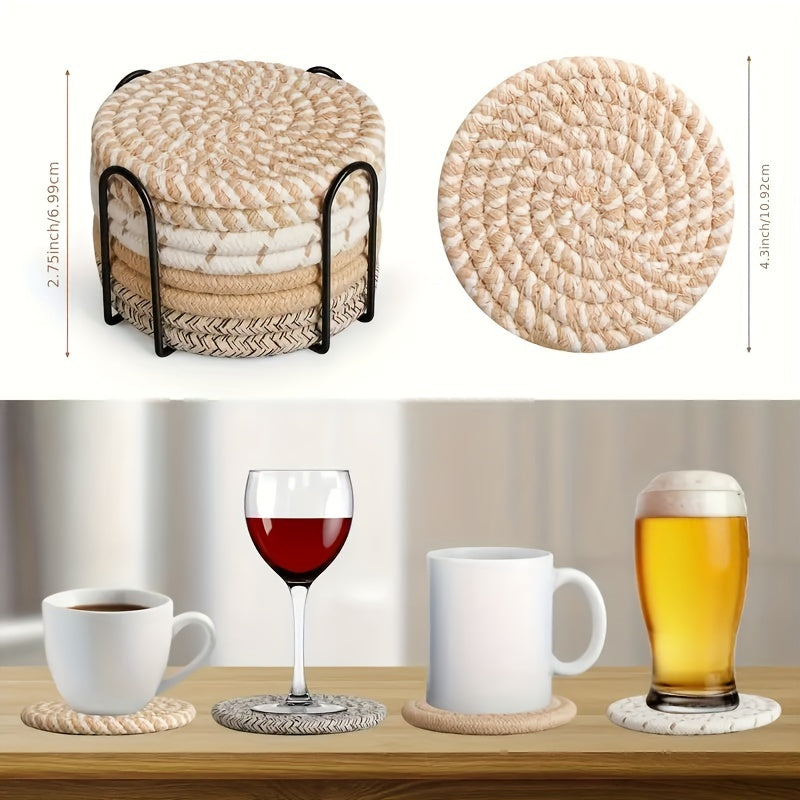 Boho Underlag Set – 8 Deler Vevd Design för Borddekorasjon