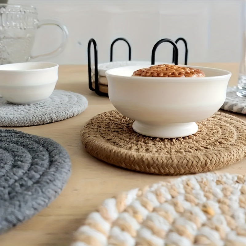 Boho Underlag Set – 8 Deler Vevd Design för Borddekorasjon