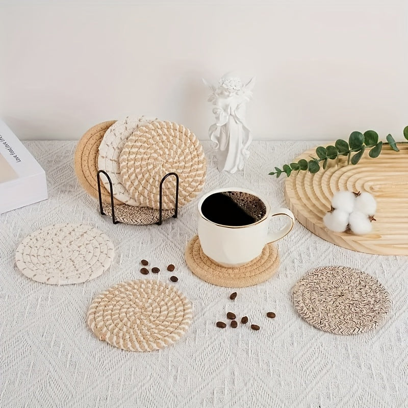 Boho Underlag Set – 8 Deler Vevd Design för Borddekorasjon