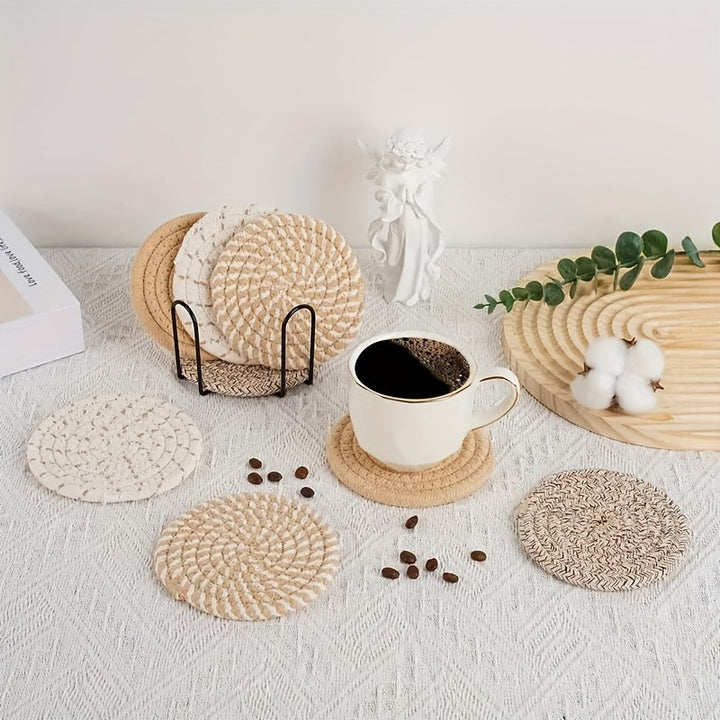 Boho Underlag Set – 8 Deler Vevd Design för Borddekorasjon