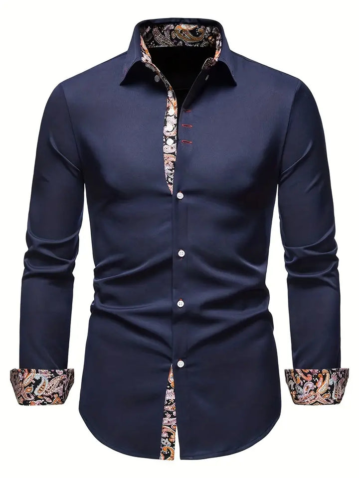 VittorioVerve - Paisley Print Langarmet Skjorta för Herrer