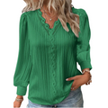 Dam Blondeskjorte med V-hals – Elegant Stil och Komfort