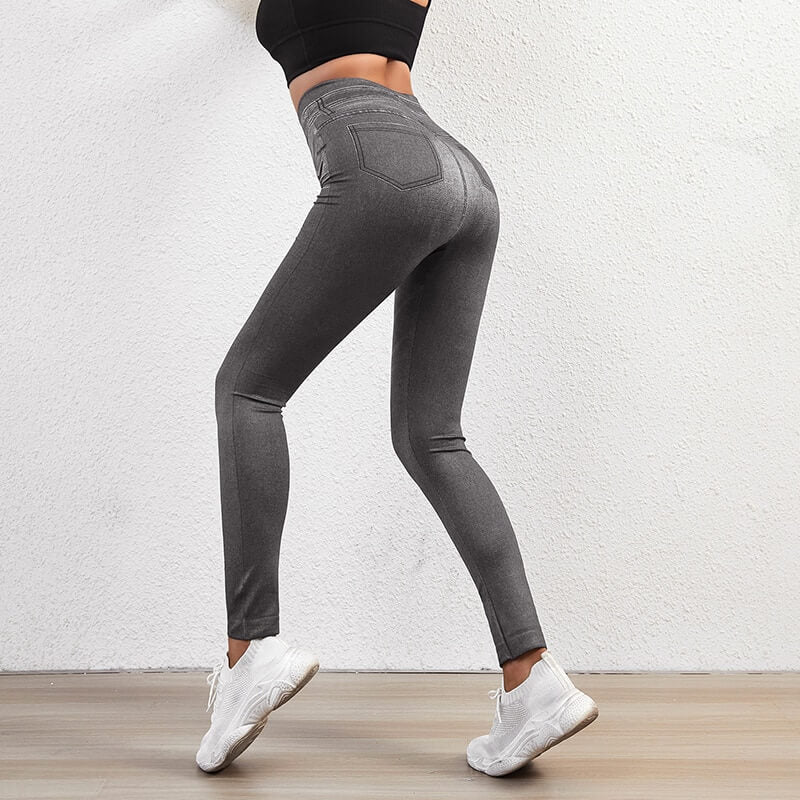 Dam Jeans-leggings – Hög Midja, Komfort och Slankende Passform