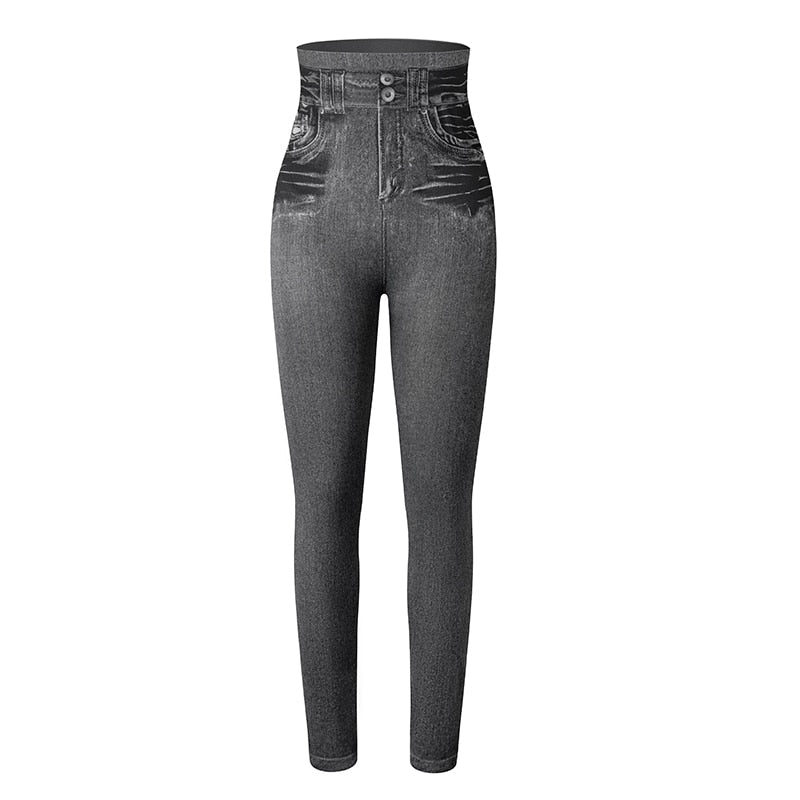 Dam Jeans-leggings – Hög Midja, Komfort och Slankende Passform