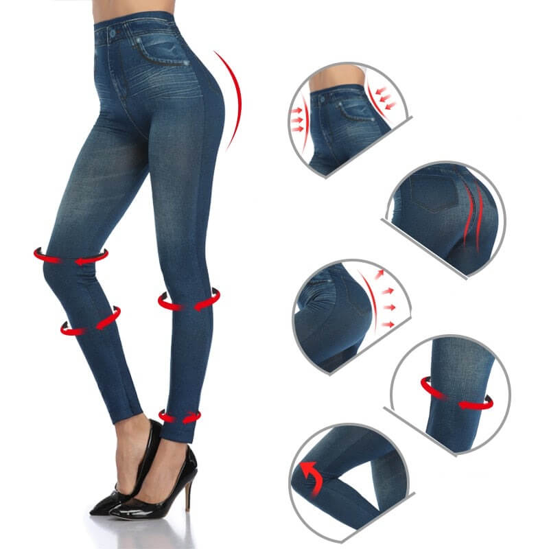 Dam Jeans-leggings – Hög Midja, Komfort och Slankende Passform