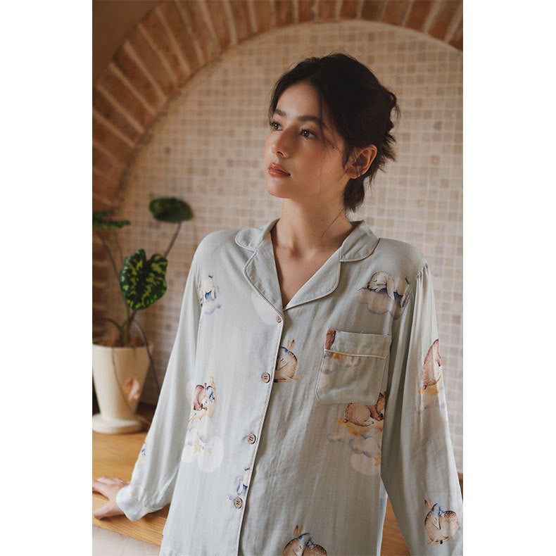 Dam Pyjamassett med Botanisk Mönster
