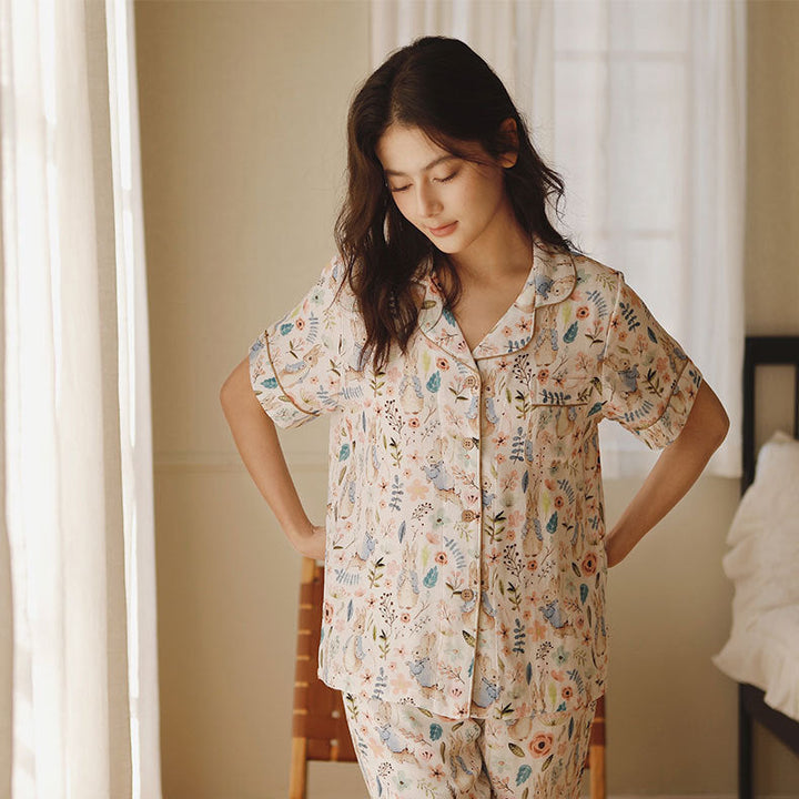 Dam Pyjamassett med Botanisk Mönster