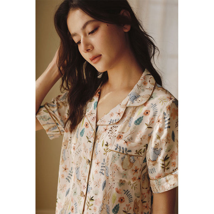 Dam Pyjamassett med Botanisk Mönster