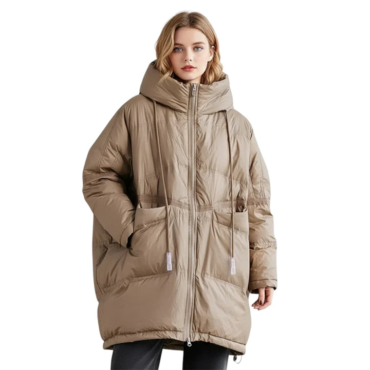 Dam Vinter Jacka med Huva - Lång och Varm Design
