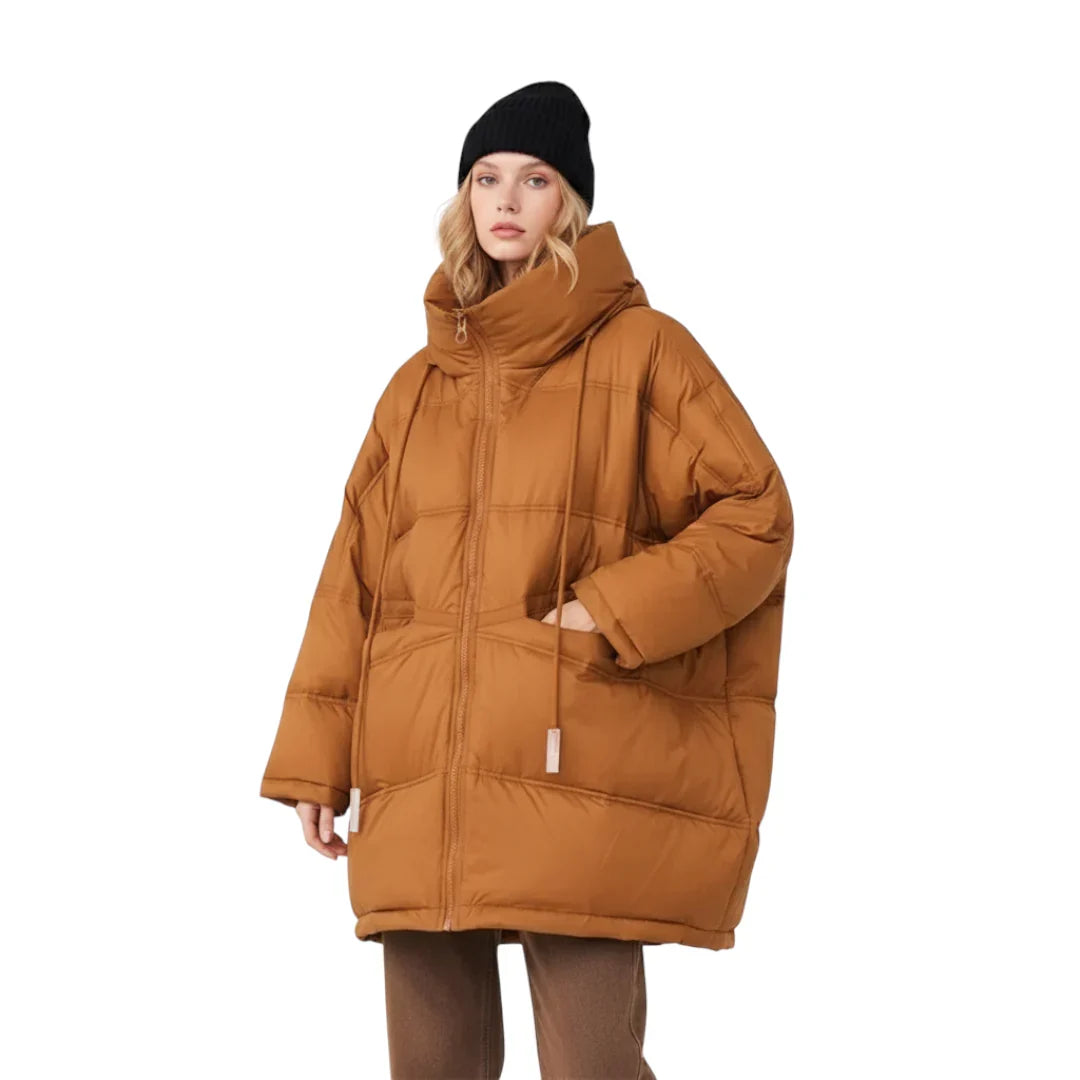 Dam Vinter Jacka med Huva - Lång och Varm Design