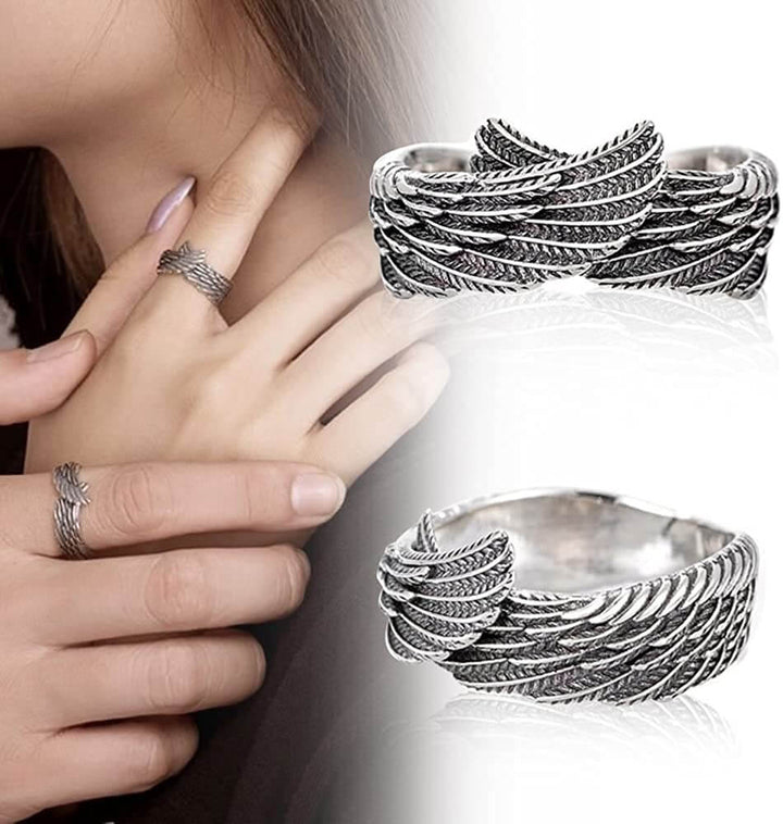 Unisex Englevinge Ring i Silver – Beskyttende Design
