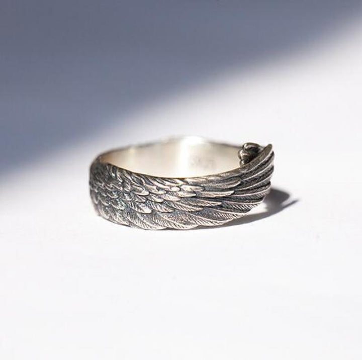 Unisex Englevinge Ring i Silver – Beskyttende Design