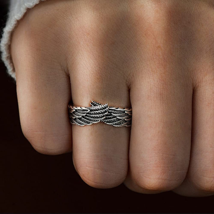 Unisex Englevinge Ring i Silver – Beskyttende Design