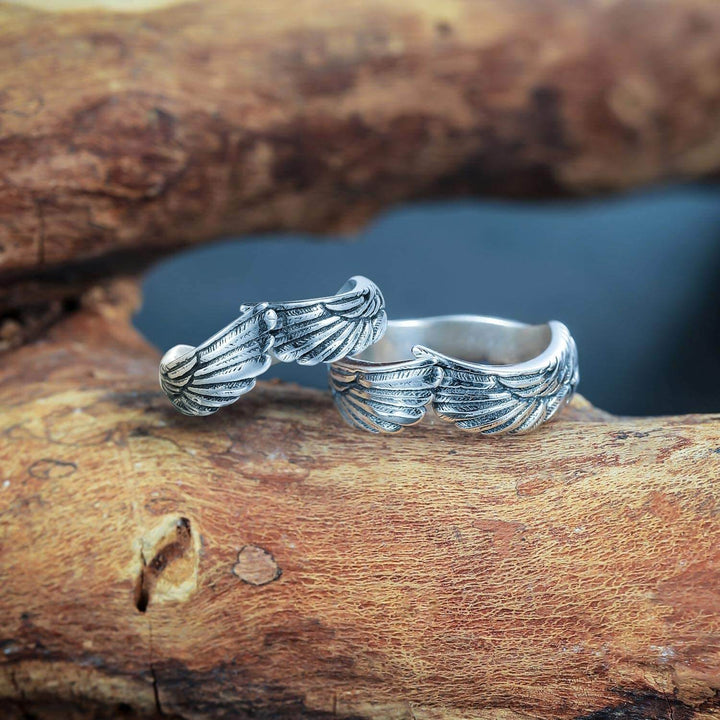 Unisex Englevinge Ring i Silver – Beskyttende Design