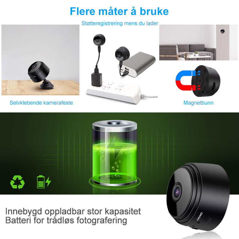 1080p Magnetisk WiFi Mini Kamera - Bred Synsvinkel