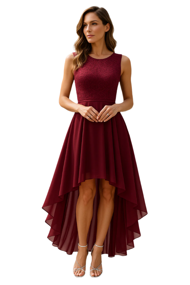 Elegant Asymmetrisk Aftenkjole för Kvinnor