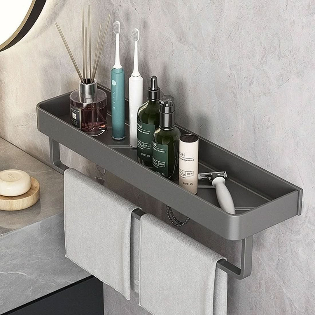 Elegant Vegghylle för Badrummet – Smart Förvaring med Håndkleholder