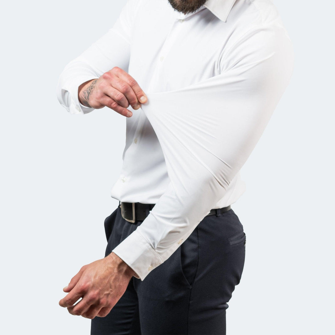 Herrskjorta utan stryking med stretch för jobb och fritid