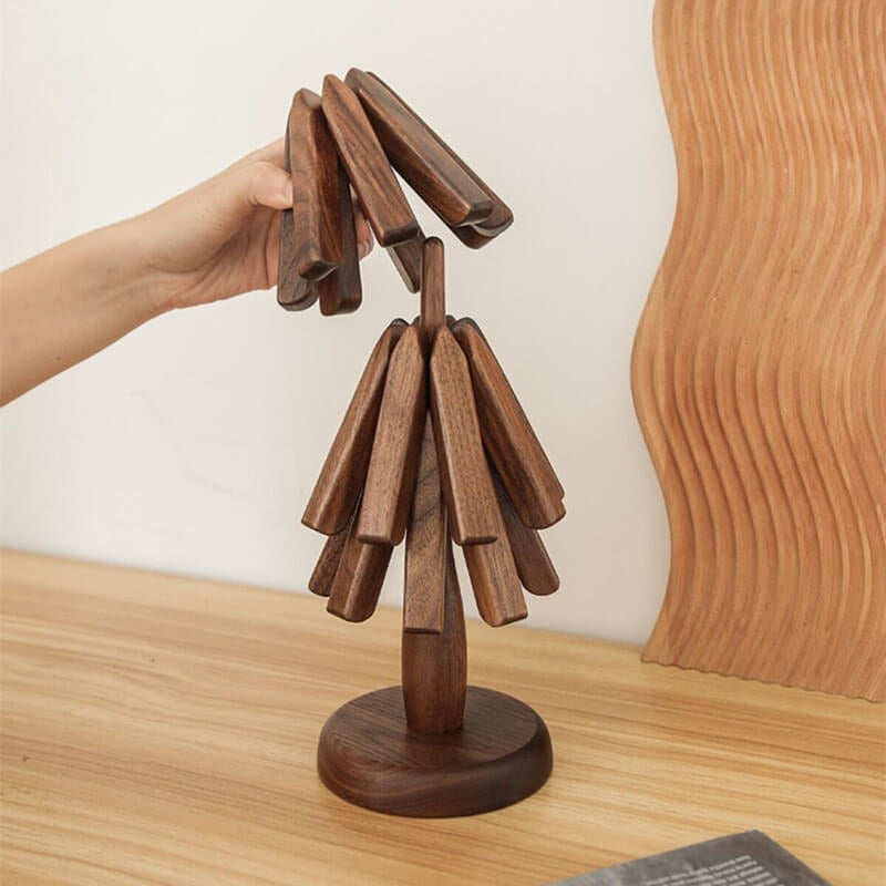 Bordbrikker i Valnötttre, Elegant Design