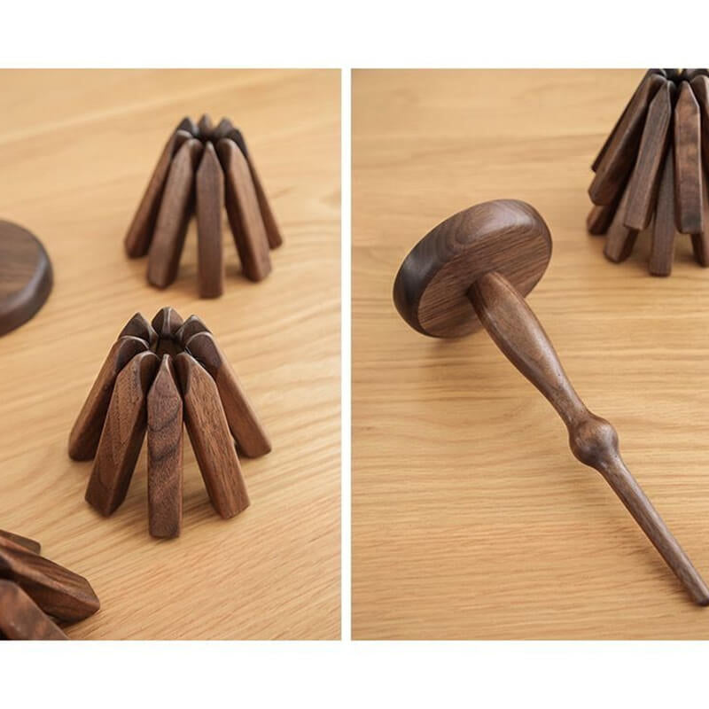 Bordbrikker i Valnötttre, Elegant Design