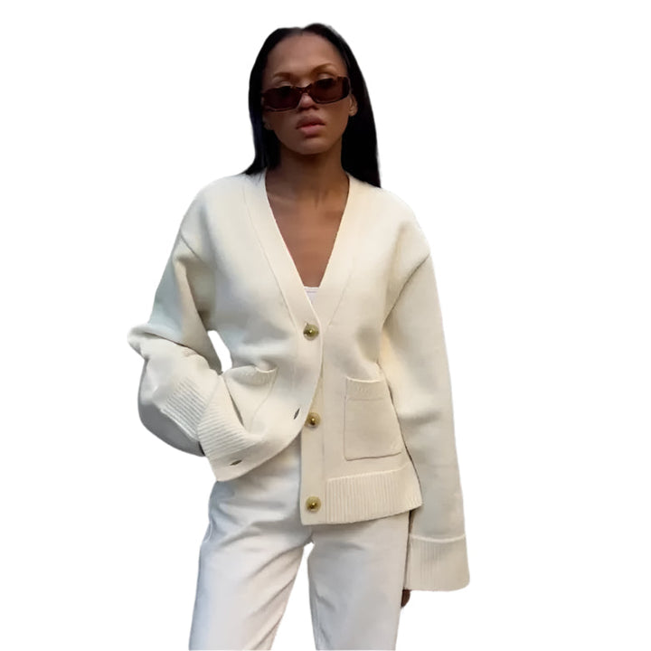 Elegant V-hals Cardigan för Kvinnor