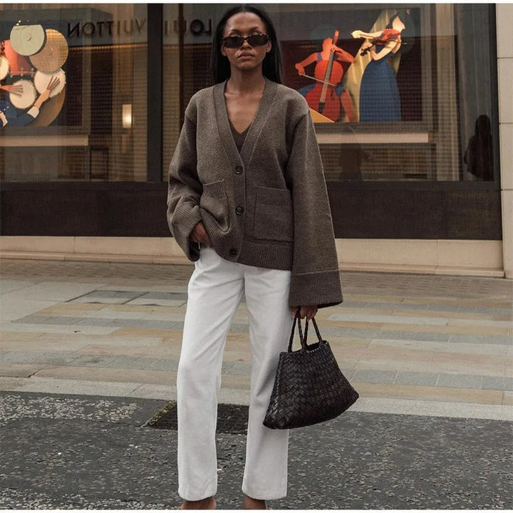 Elegant V-hals Cardigan för Kvinnor