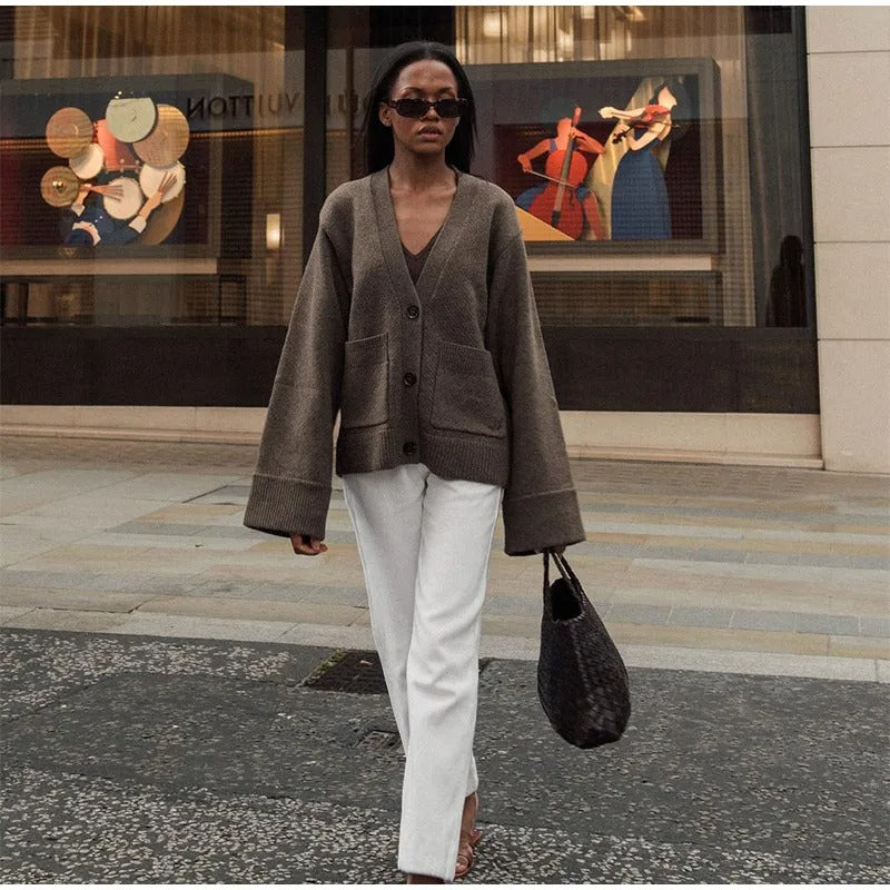 Elegant V-hals Cardigan för Kvinnor
