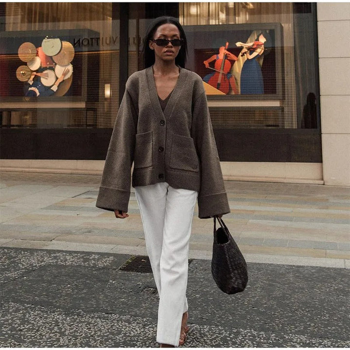 Elegant V-hals Cardigan för Kvinnor