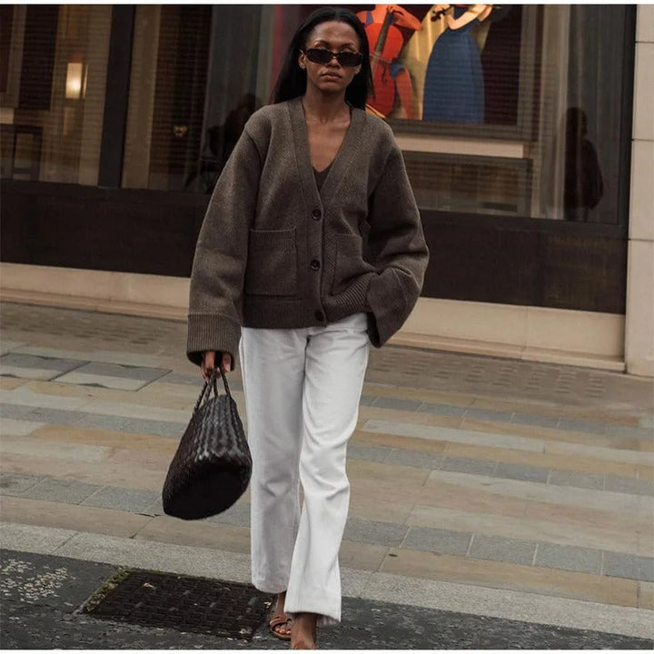 Elegant V-hals Cardigan för Kvinnor