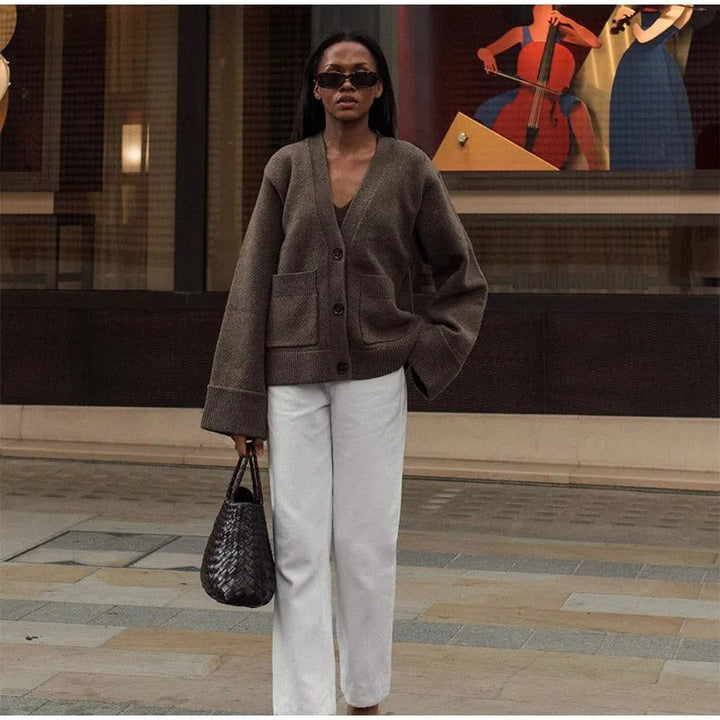 Elegant V-hals Cardigan för Kvinnor