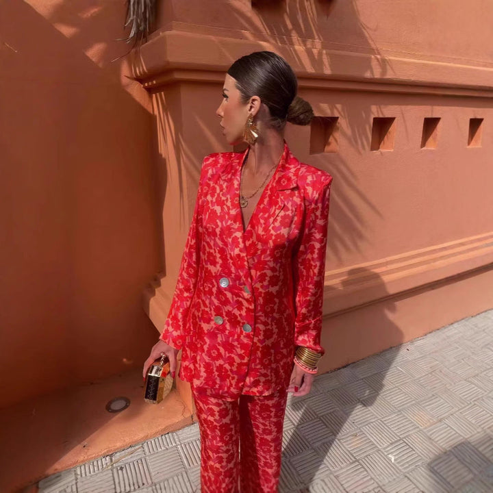 Dam Dress Set - Kavaj och Vida Byxor
